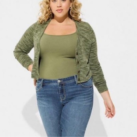 💚TORRID NWT Green Cardigan - Cropped 1X - Picture 3 of 10